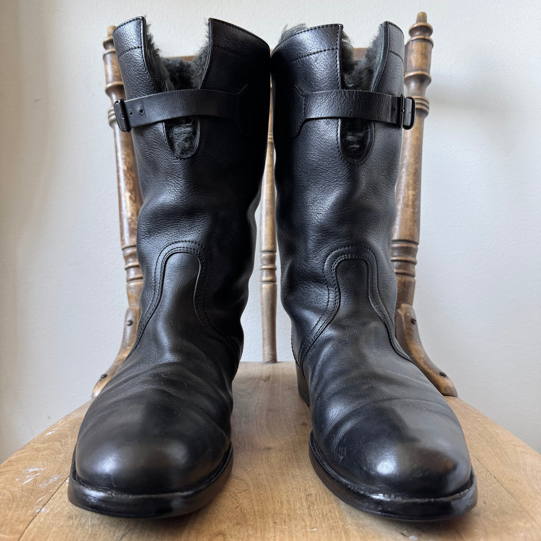 Gucci By Tom Ford 2000's Shearling Biker Leather Boots