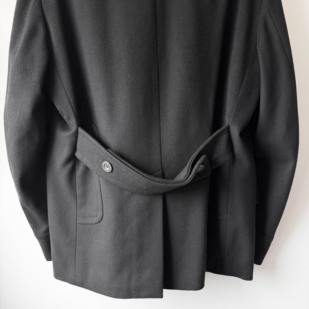 Gucci By Tom Ford FW2002 Black Asymmetrical High Neck Wool Half Coat