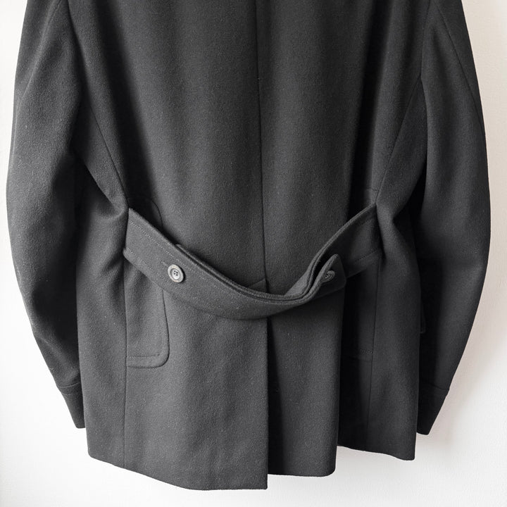 Gucci By Tom Ford FW2002 Black Asymmetrical High Neck Wool Half Coat