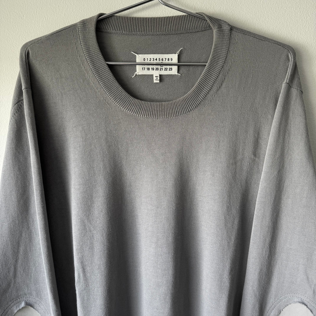 SS2018 Maison Margiela Gray Cotton Pullover Elbow Patch Knit Sweater