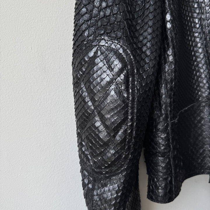 Gucci By Tom Ford 1990’s Black Python Snake Skin Leather Biker Moto Jacket