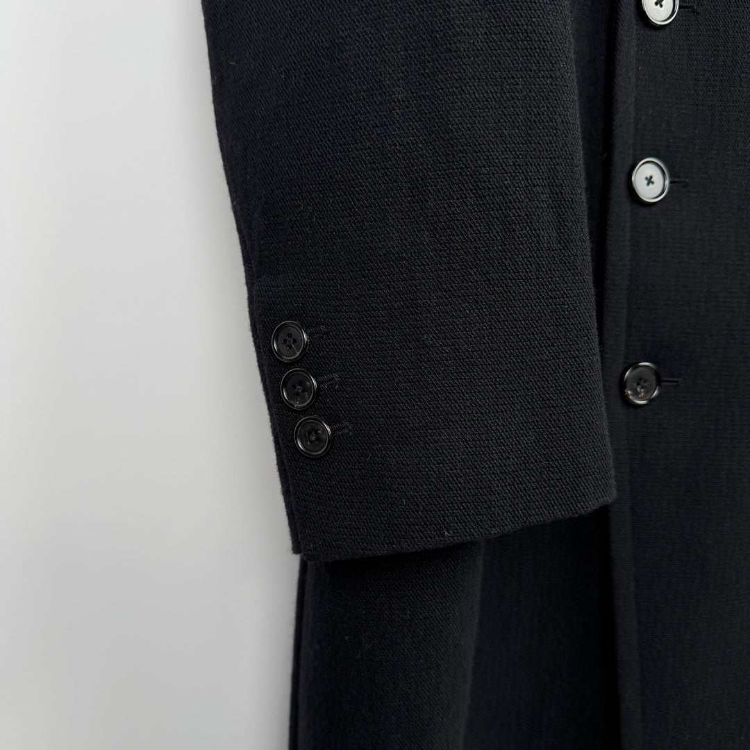 Ann Demeulemeester FW2011 Black Linen/Wool Double Breasted Coat