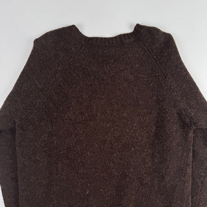 Prada 1990's Brown Alpaca/Wool Blend Chunky Knit V-Neck Pullover