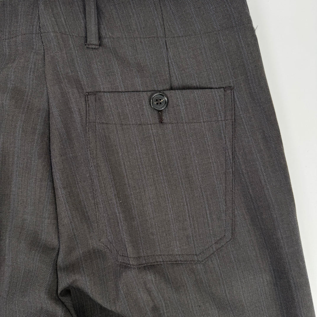 Miu Miu 2000’s Dark Gray/Brown Wool Pinstriped Wide Leg Suit Pants