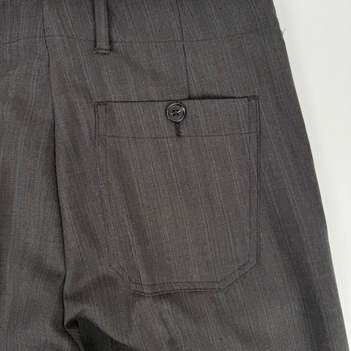 Miu Miu 2000’s Dark Gray/Brown Wool Pinstriped Wide Leg Suit Pants