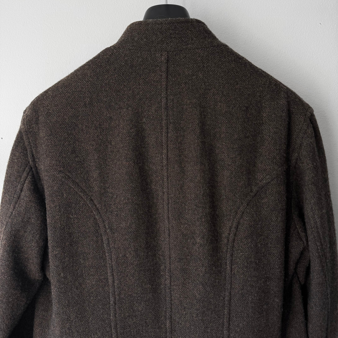 Yohji Yamamoto Pour Homme FW2012 Grey/Brown Wool Asymmetric Stand Collar Coat