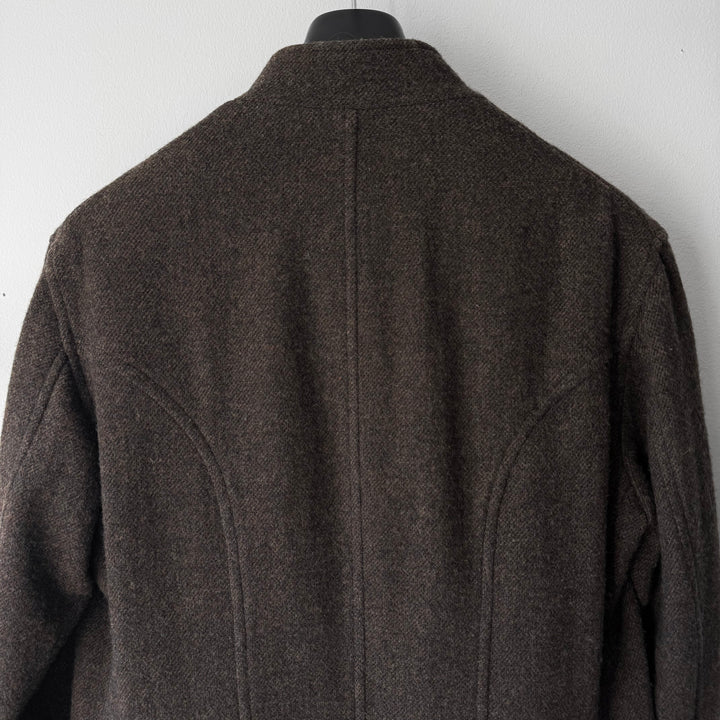 Yohji Yamamoto Pour Homme FW2012 Grey/Brown Wool Asymmetric Stand Collar Coat