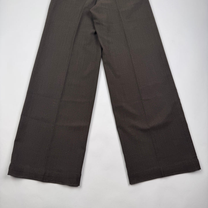 Dries Van Noten 2000’s Brown Wide Leg Work Pants