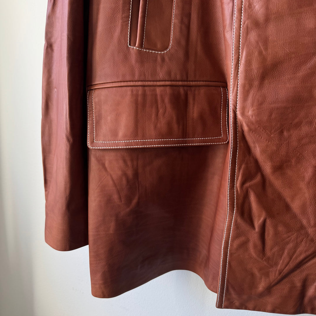 Hermes Brown/Orange Calf Leather Overcoat