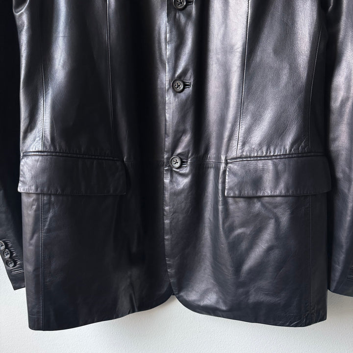 Jil Sander By Raf Simons 2000’s Dark Navy Nappa Lamb Leather Blazer Jacket