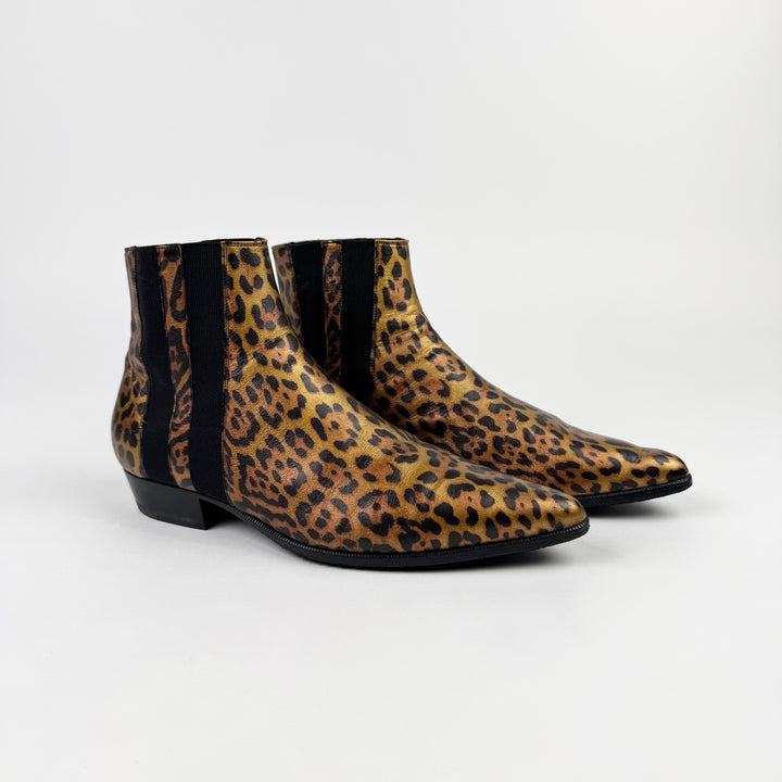 Saint Laurent SS2015 Leopard Pointy Leather Chelsea Boots