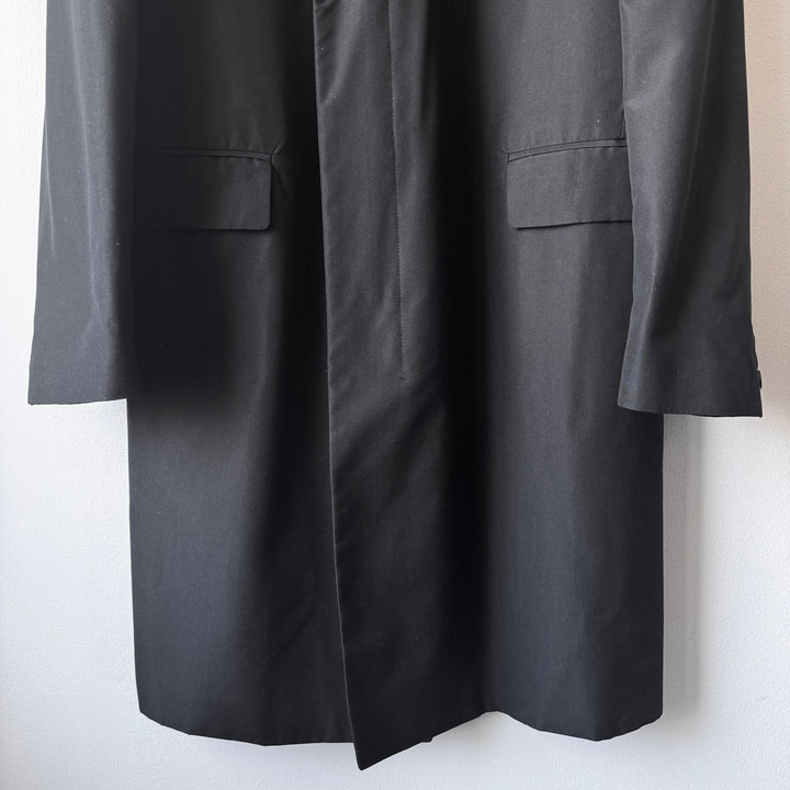 Helmut Lang 1990’s Black Silk Button-up Overcoat