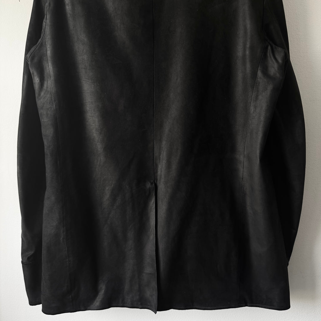 Dior Homme Black Leather Cashmere Lined Shirt Jacket