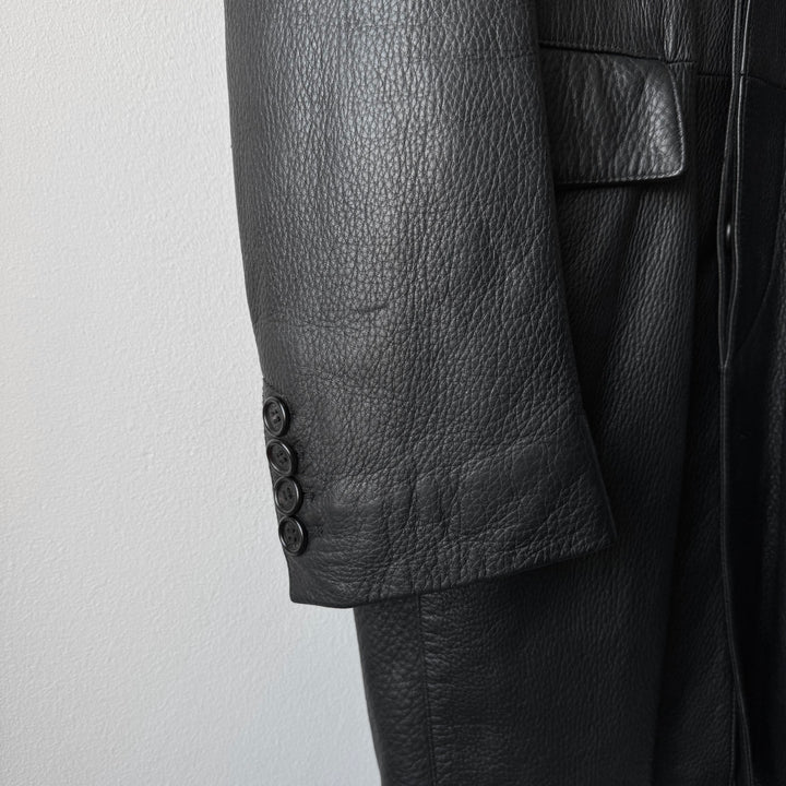 Prada 2000’s Black Deer Leather Insulated Overcoat