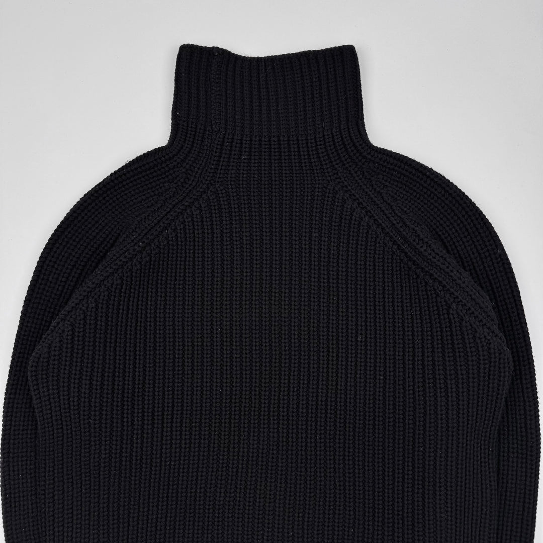 Gucci By Tom Ford Black Heavy Chunky Merino Wool Turtle Neck Pullover