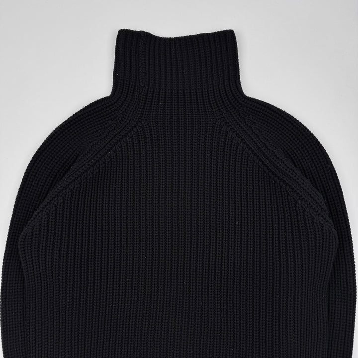 Gucci By Tom Ford Black Heavy Chunky Merino Wool Turtle Neck Pullover
