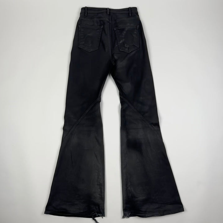 Rick Owens FW2024 Black Bias Bootcut Waxed Denim Pants