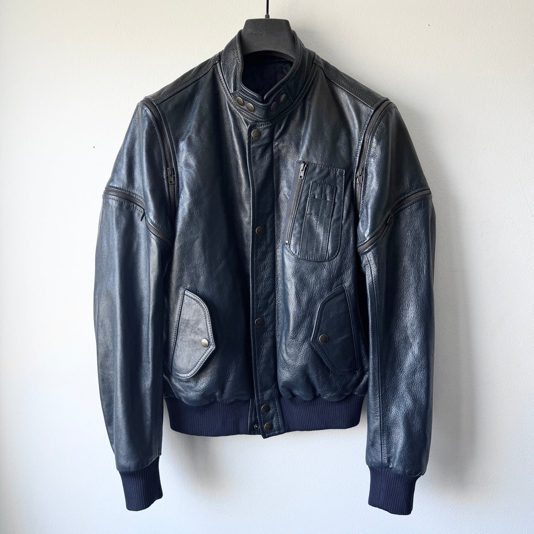SS2007 Martin Margiela Petrol Multi-Zip Detachable Bomber Leather Jacket