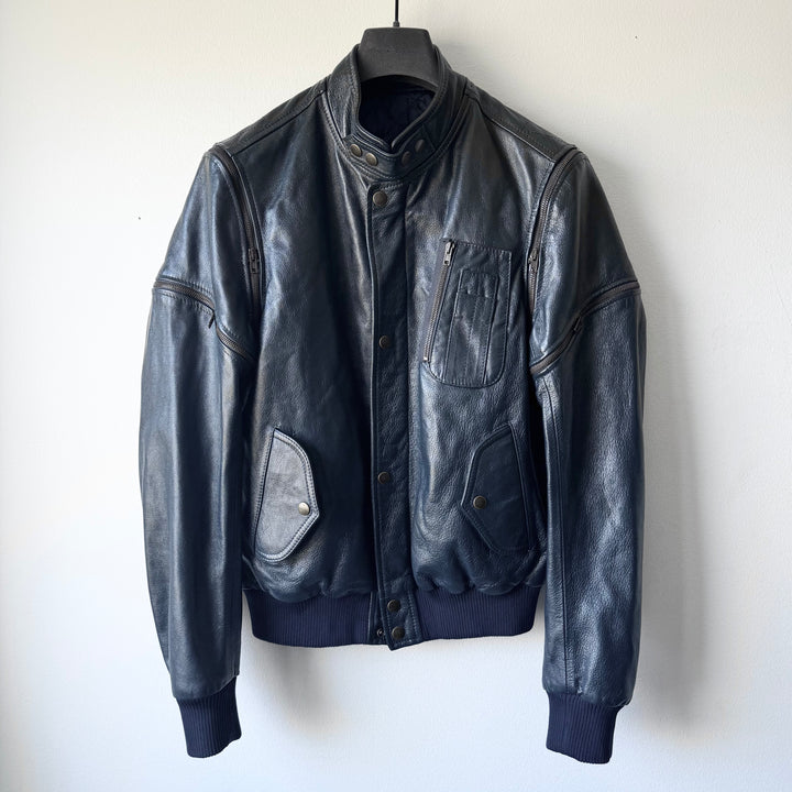 SS2007 Martin Margiela Petrol Multi-Zip Detachable Bomber Leather Jacket