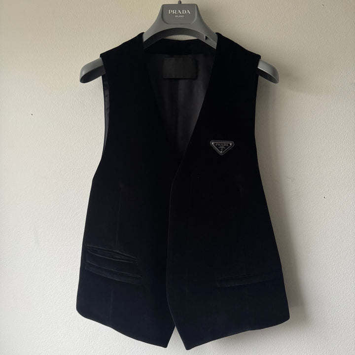 Prada SS22 Logo Velvet Dress Vest