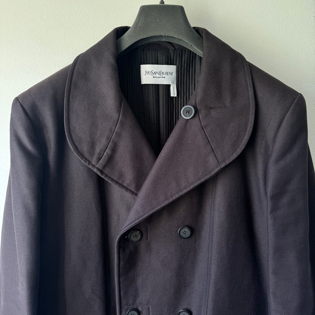 Yves Saint Laurent Rive Gauche By Tom Ford FW2001 Brown Cotton Double Breasted Short Coat