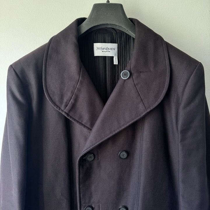 Yves Saint Laurent Rive Gauche By Tom Ford FW2001 Brown Cotton Double Breasted Short Coat