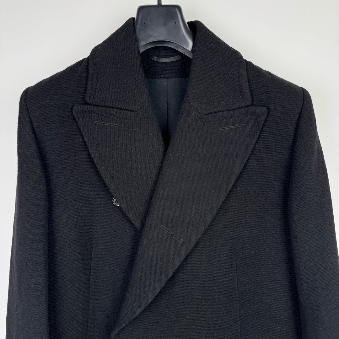 Ann Demeulemeester FW2011 Black Linen/Wool Double Breasted Coat