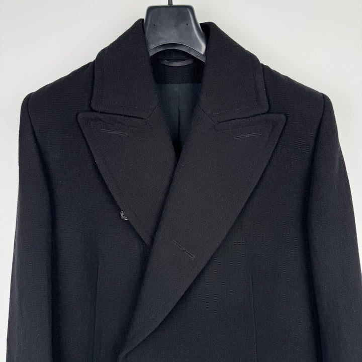 Ann Demeulemeester FW2011 Black Linen/Wool Double Breasted Coat