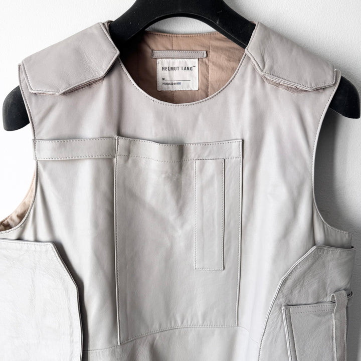 Helmut Lang SS1998 White Leather Bulletproof Tactical Vest