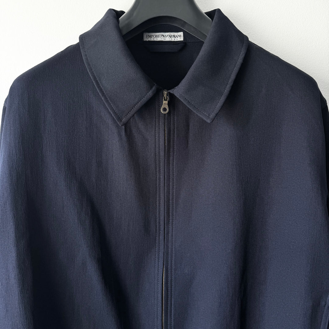 Emporio Armani 1990s Navy Polyester Boxy Blouson Jacket