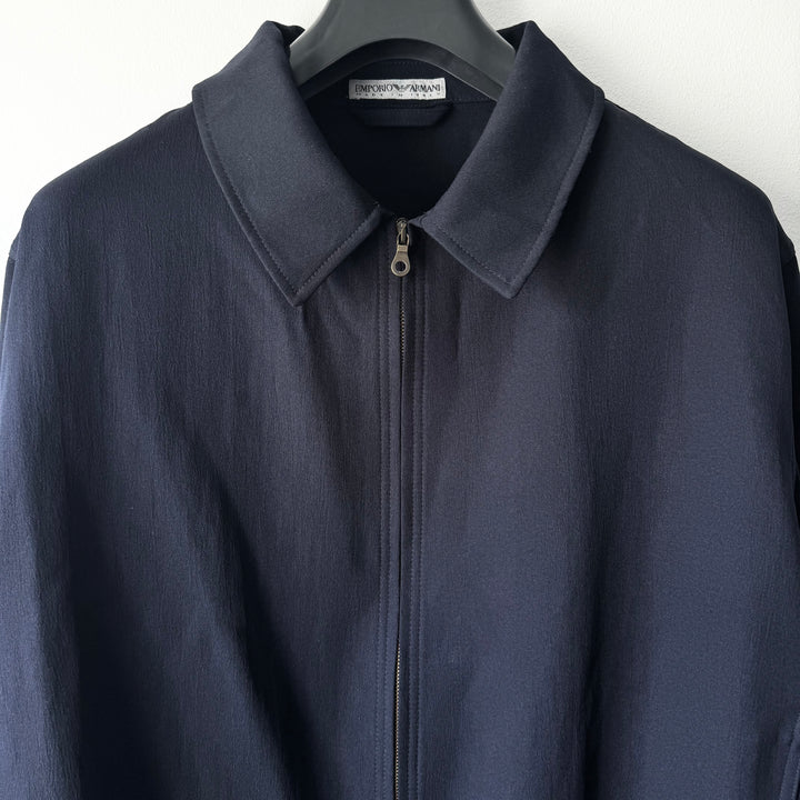 Emporio Armani 1990s Navy Polyester Boxy Blouson Jacket