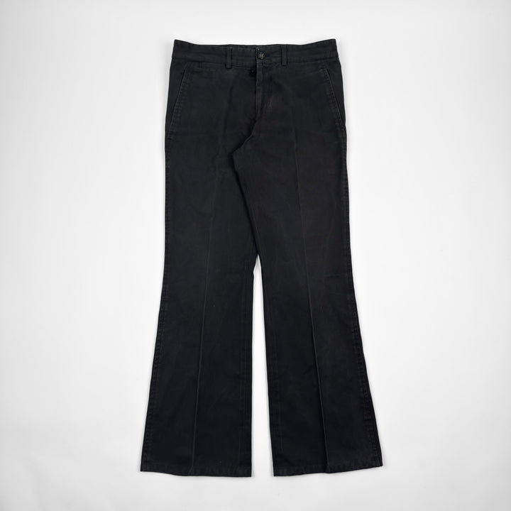 Yves Saint Laurent Rive Gauche 2000s Black Cotton Flared Pleated Pants