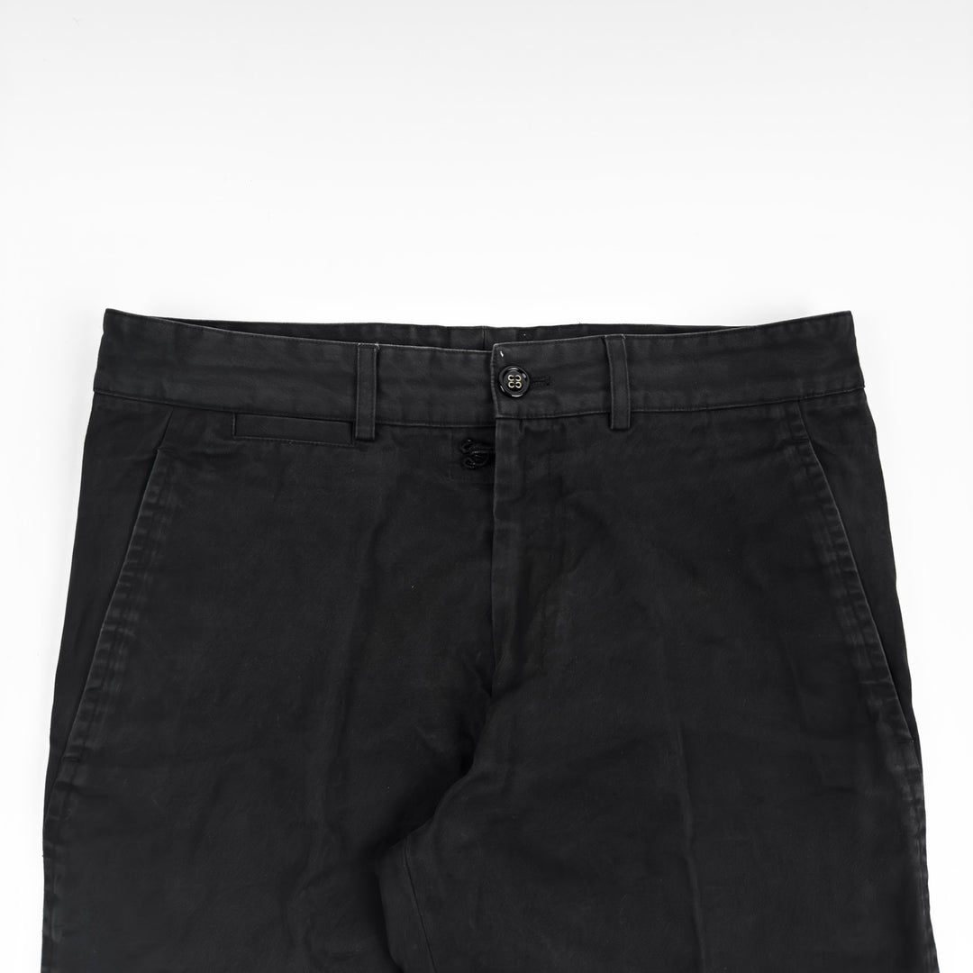 Yves Saint Laurent Rive Gauche 2000s Black Cotton Flared Pleated Pants