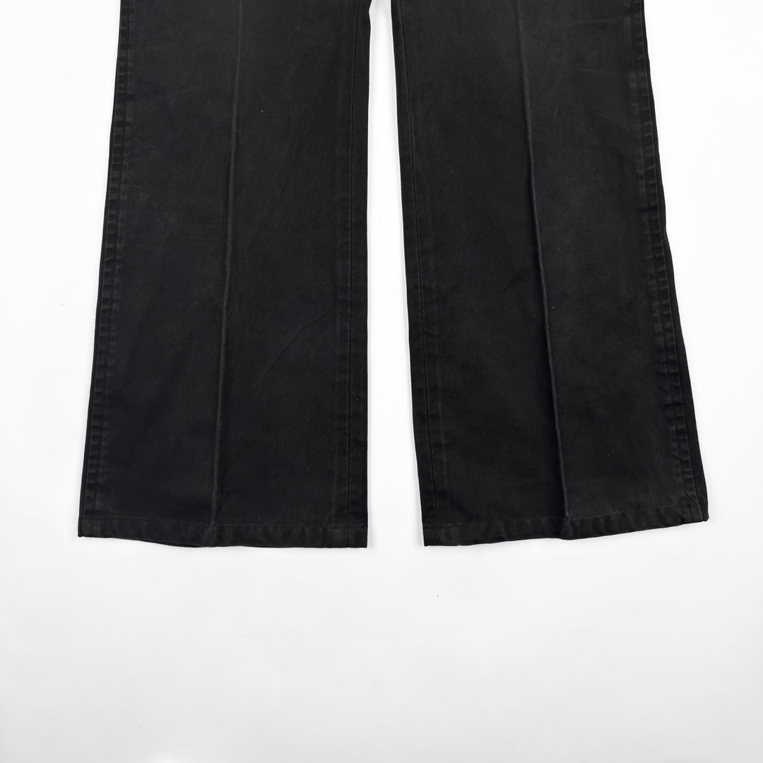 Yves Saint Laurent Rive Gauche 2000s Black Cotton Flared Pleated Pants