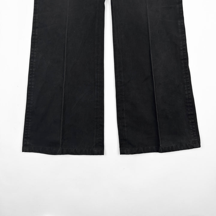 Yves Saint Laurent Rive Gauche 2000s Black Cotton Flared Pleated Pants