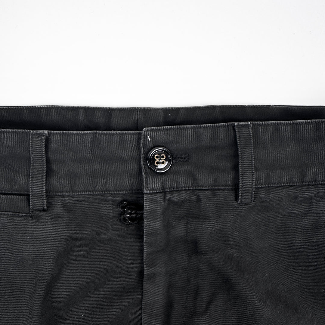 Yves Saint Laurent Rive Gauche 2000s Black Cotton Flared Pleated Pants