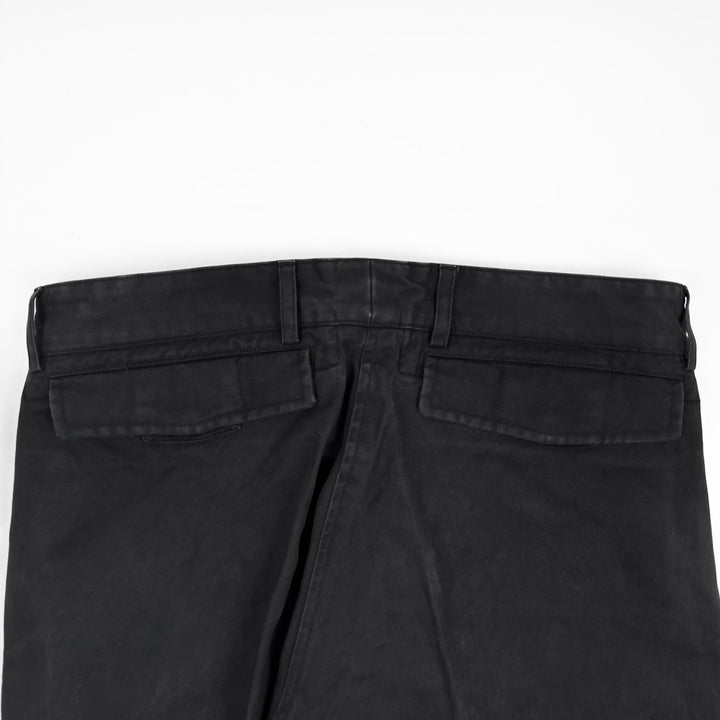 Yves Saint Laurent Rive Gauche 2000s Black Cotton Flared Pleated Pants