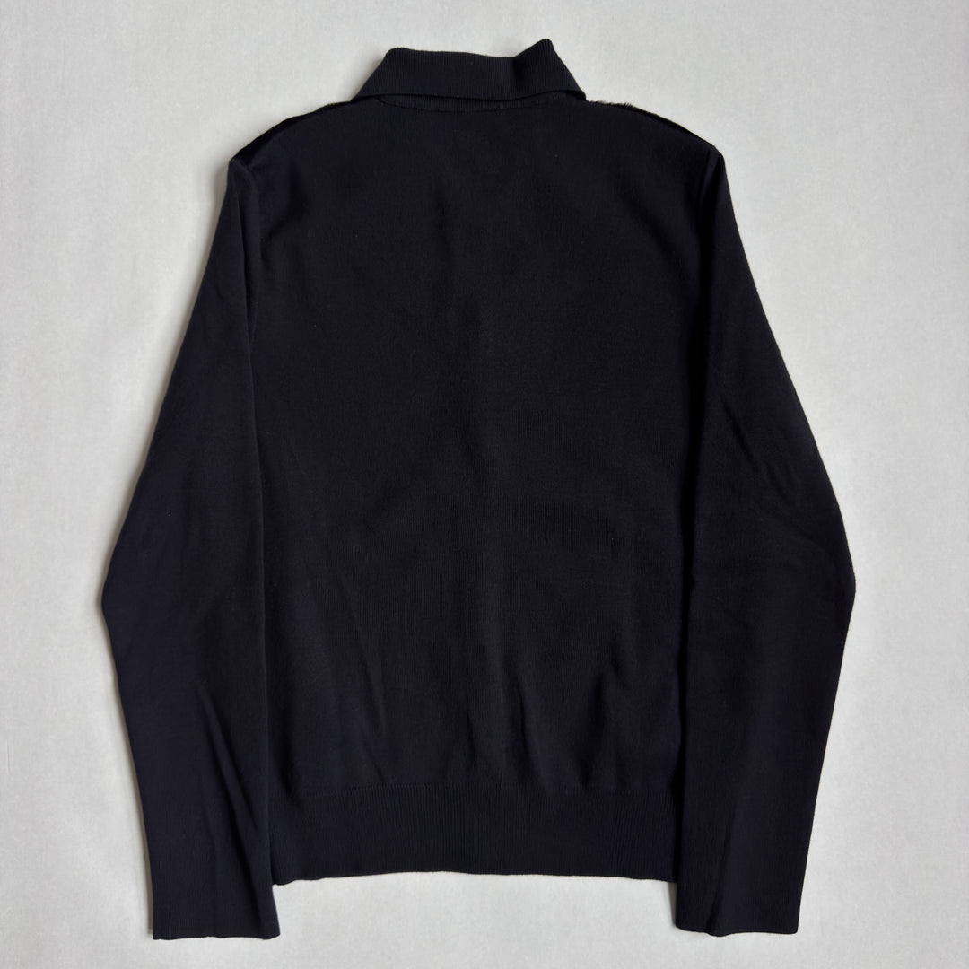 Prada FW2000 Runway Hair On Hide Leather Button-Up Knit