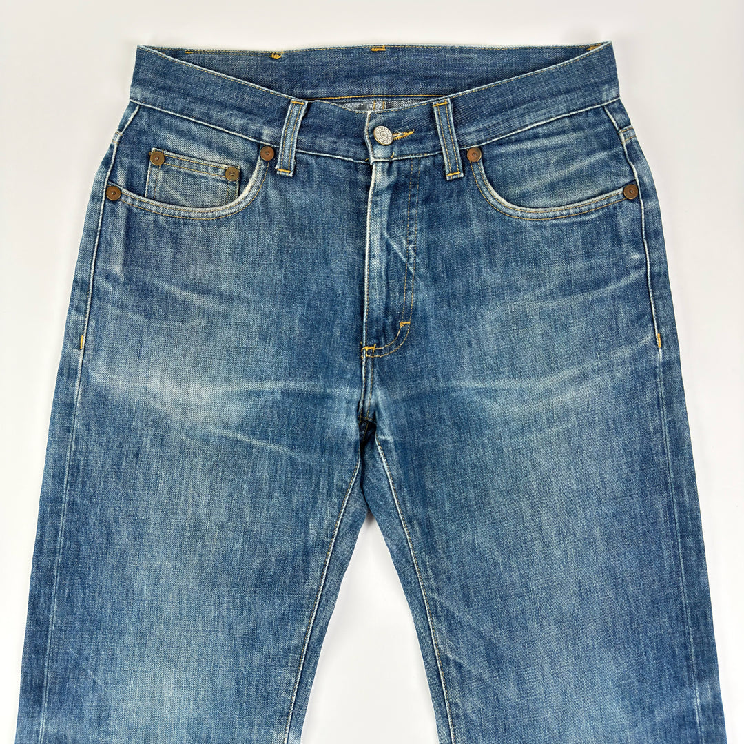 Gucci By Tom Ford 2000’s Faded Distressed Bootcut Flared Raw Denim Jeans