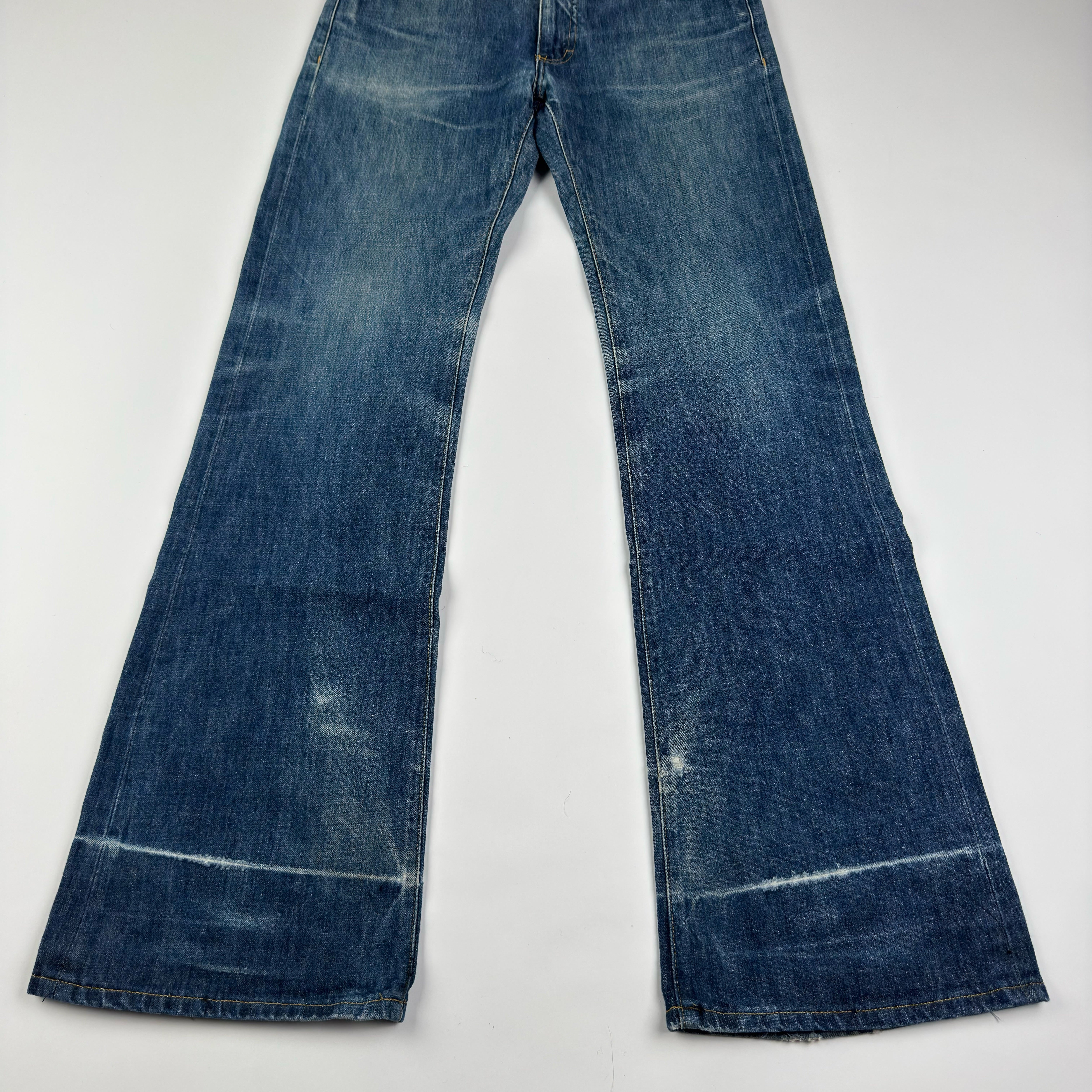 Gucci By Tom Ford 2000's Faded Distressed Bootcut Flared Raw Denim