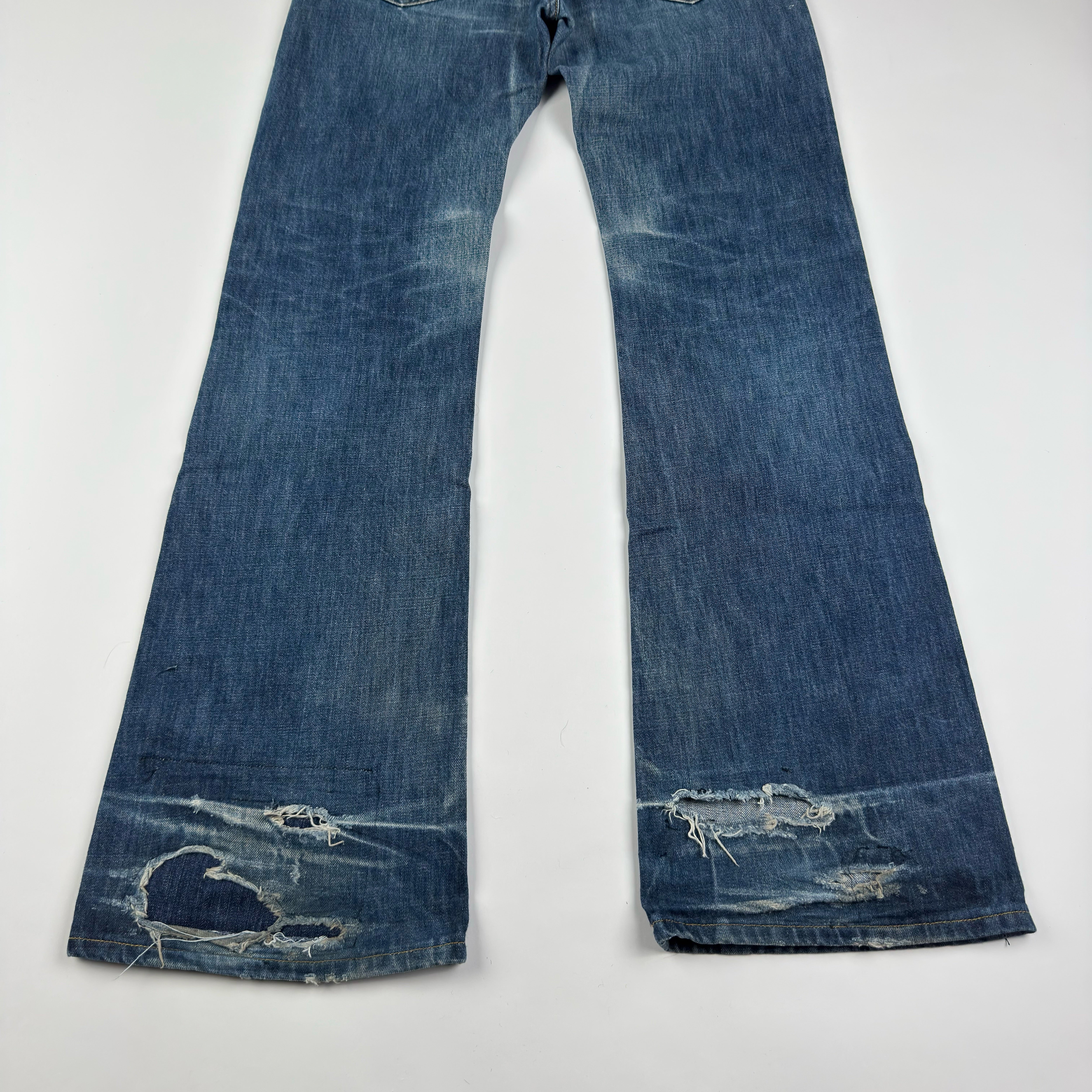 Gucci By Tom Ford 2000's Faded Distressed Bootcut Flared Raw Denim