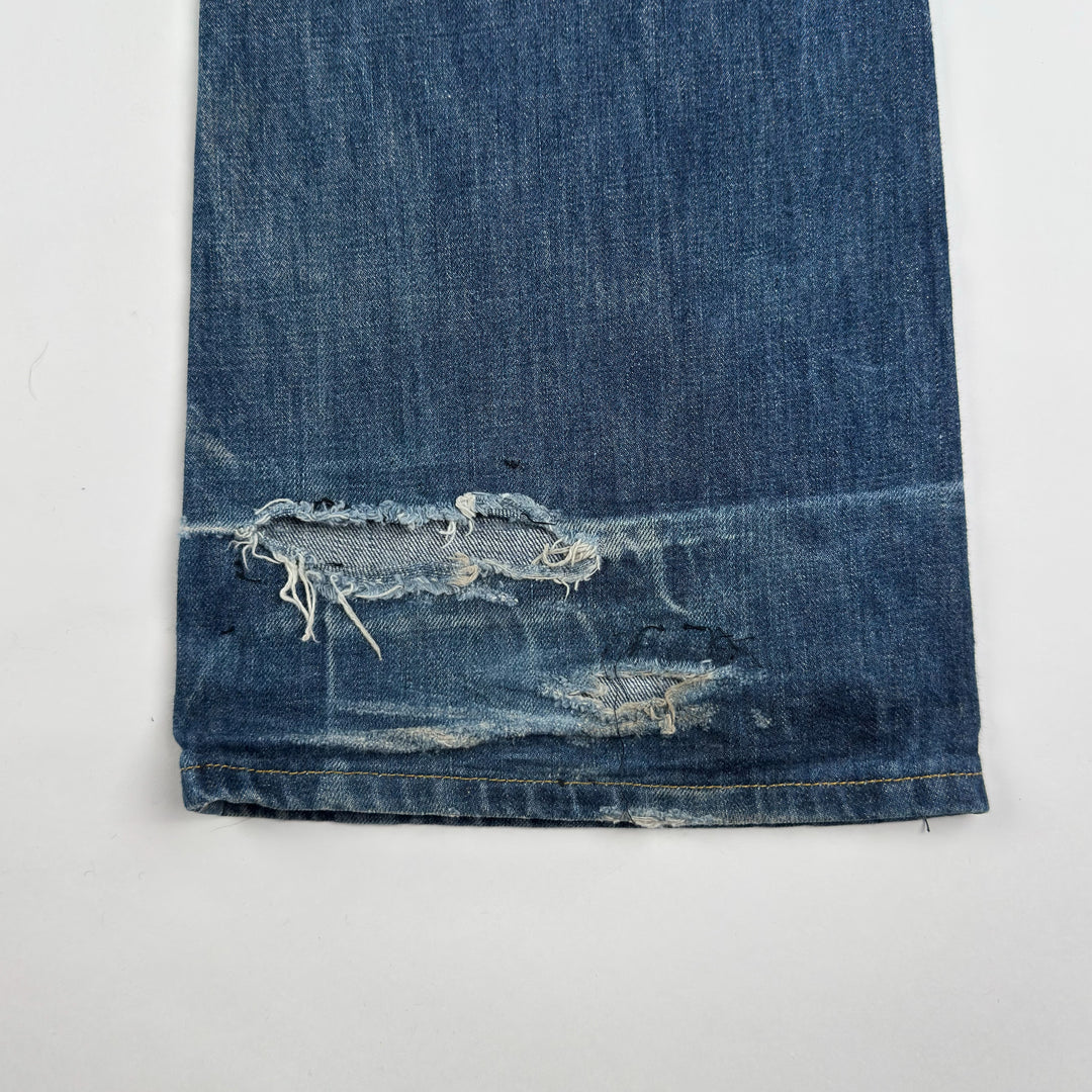 Gucci By Tom Ford 2000’s Faded Distressed Bootcut Flared Raw Denim Jeans