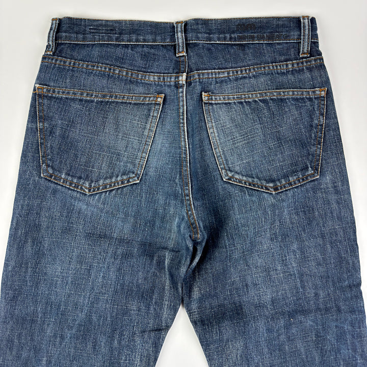 Miu Miu 2000’s Faded Distressed Bootcut Flared Raw Denim Jeans