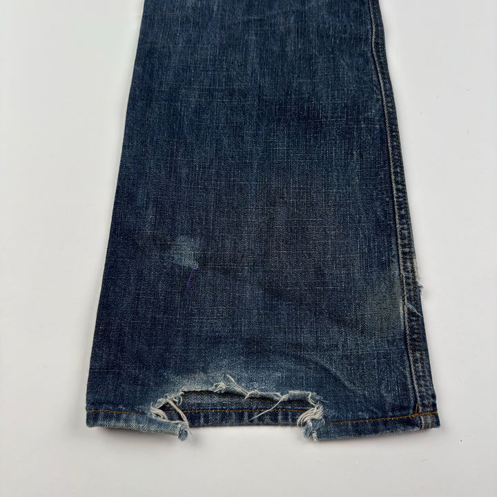 Miu Miu 2000’s Faded Distressed Bootcut Flared Raw Denim Jeans