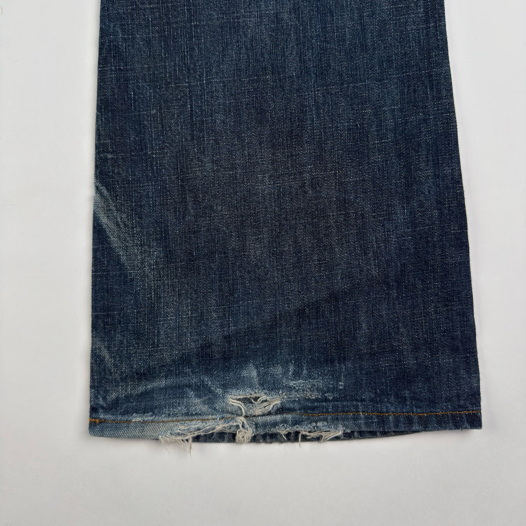 Miu Miu 2000’s Faded Distressed Bootcut Flared Raw Denim Jeans